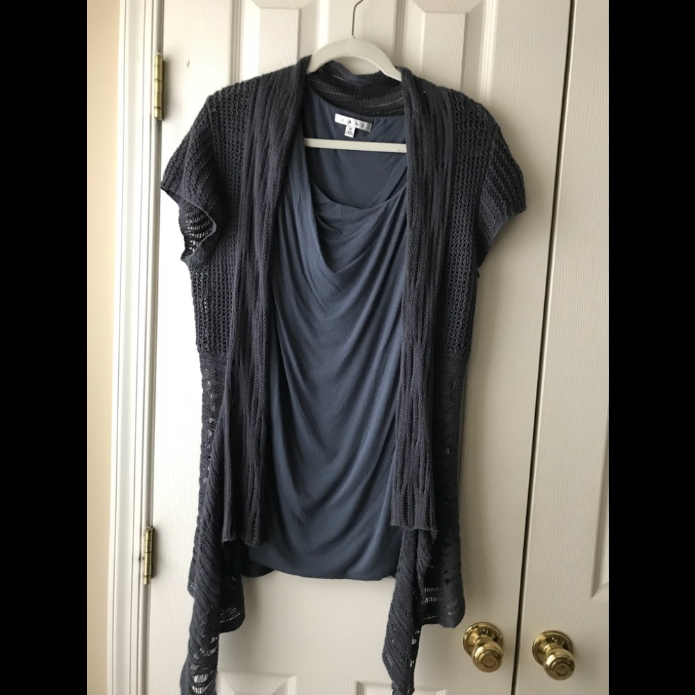 CABI Vintage Sweater and Tank. Steel Blue. Size M